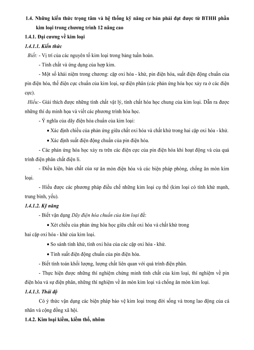 image for page Xây dựng và sử dụng hệ thống bài tập hóa học phần kim loại lớp 12 Trung Học Phổ Thông chương trình nâng cao