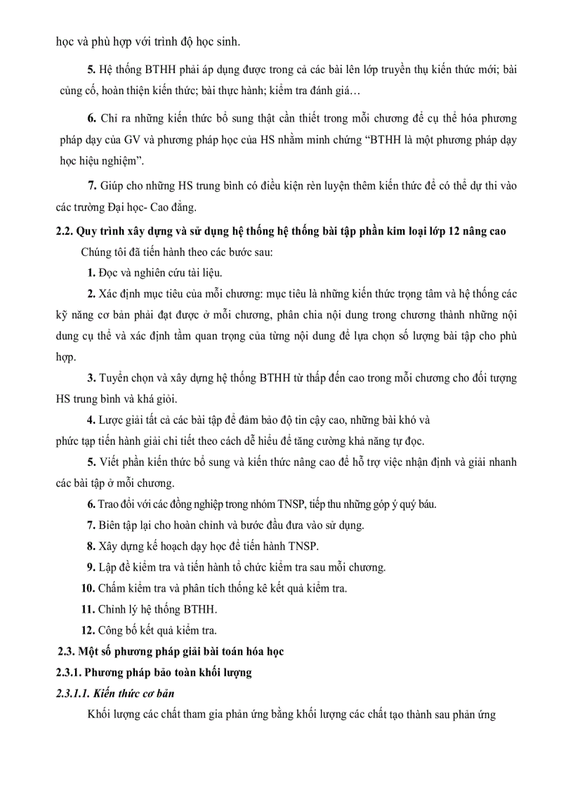 image for page Xây dựng và sử dụng hệ thống bài tập hóa học phần kim loại lớp 12 Trung Học Phổ Thông chương trình nâng cao