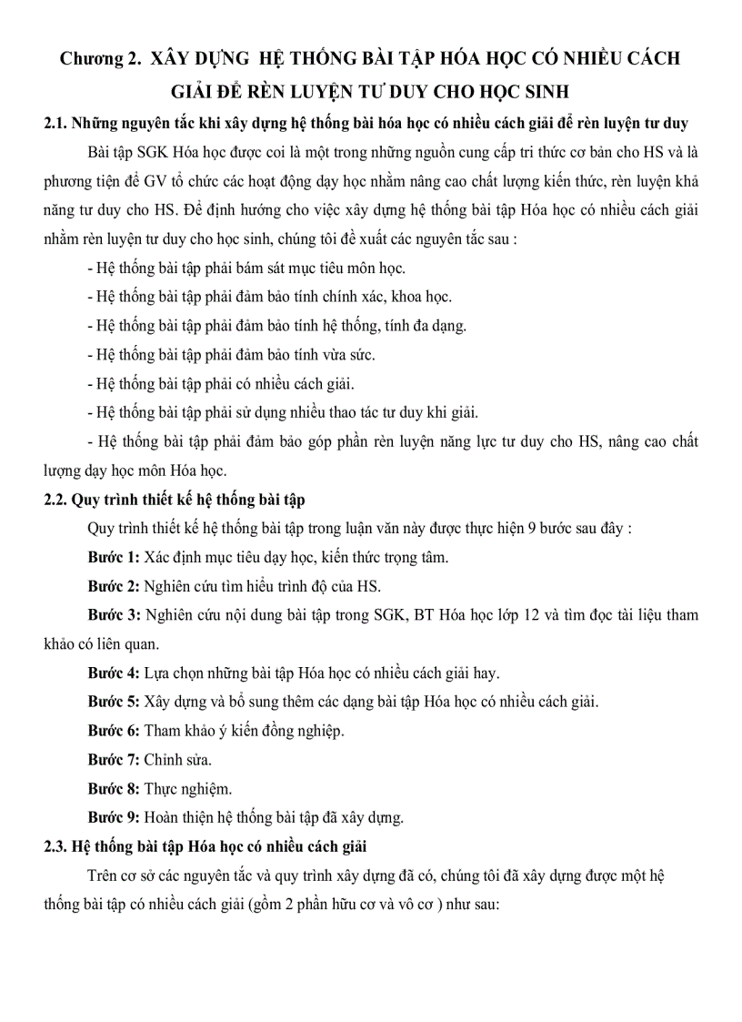 image for page Xây dựng và sử dụng hệ thống bài tập hóa học có nhiều cách giải để rèn luyện tư duy cho học sinh lớp 12 Trung Học Phổ Thông