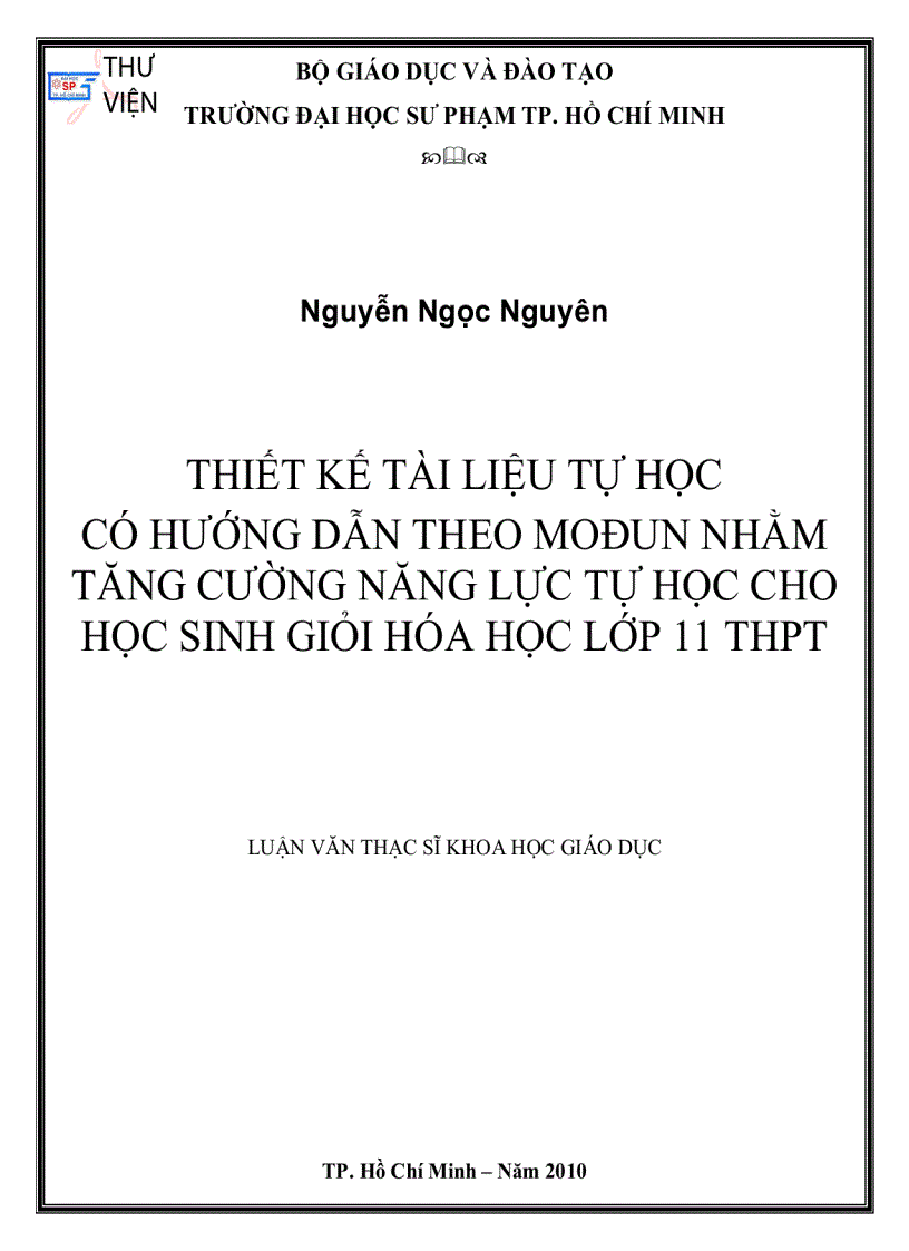 image for page Thiết kế tài liệu tự học có hướng dẫn theo Modun nhằm tăng cường năng lực tự học cho học sinh giỏi hóa học lớp 11 THPT