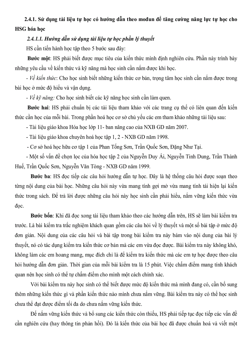 image for page Thiết kế tài liệu tự học có hướng dẫn theo Modun nhằm tăng cường năng lực tự học cho học sinh giỏi hóa học lớp 11 THPT