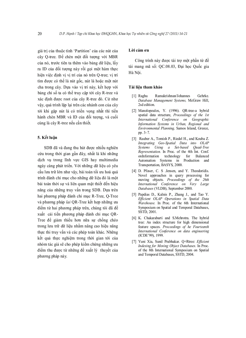 image for page Ứng dụng cây QR tạo chỉ mục trong cơ sở dữ liệu không gian