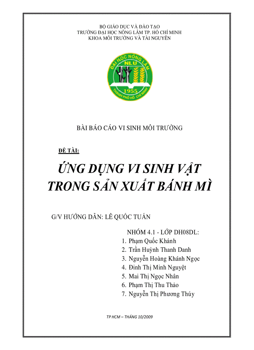 image for page Ứng dụng vi sinh vật trong sản xuất bánh mì