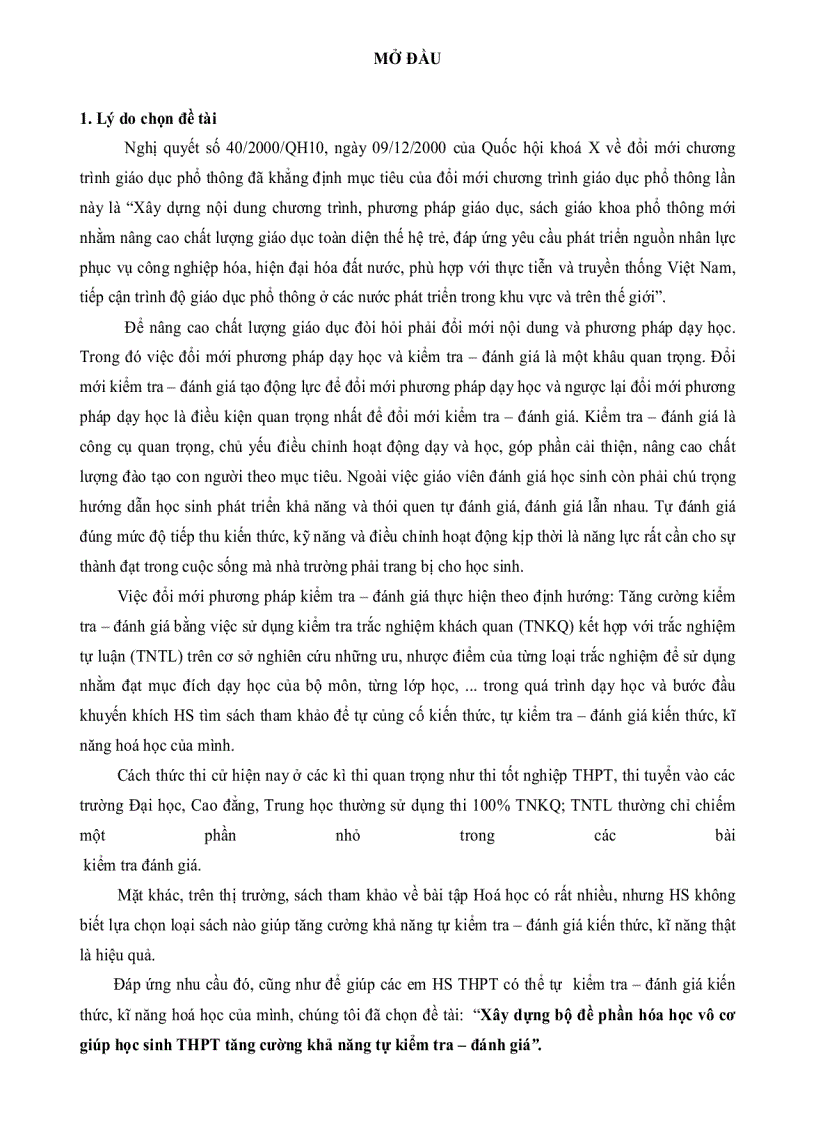 image for page Xây dựng bộ đề phần hóa học vô cơ giúp học sinh THPT tăng cường khả năng tự kiểm tra đánh giá