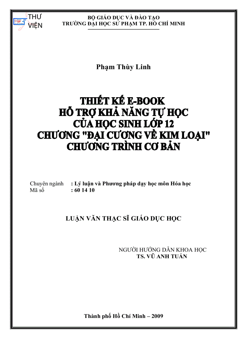 image for page Thiết kế E Book hỗ trợ khả năng tự học của học sinh lớp 12 chương Đại cương về kim loại chương trình cơ bản