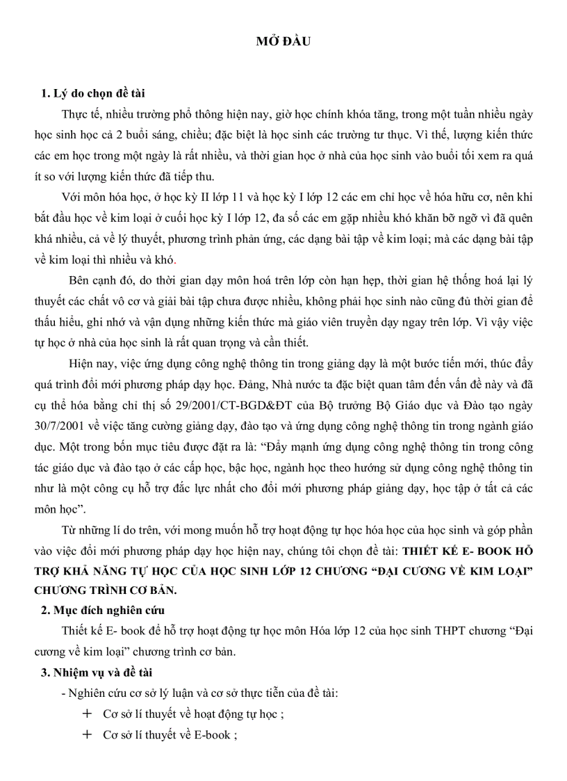 image for page Thiết kế E Book hỗ trợ khả năng tự học của học sinh lớp 12 chương Đại cương về kim loại chương trình cơ bản