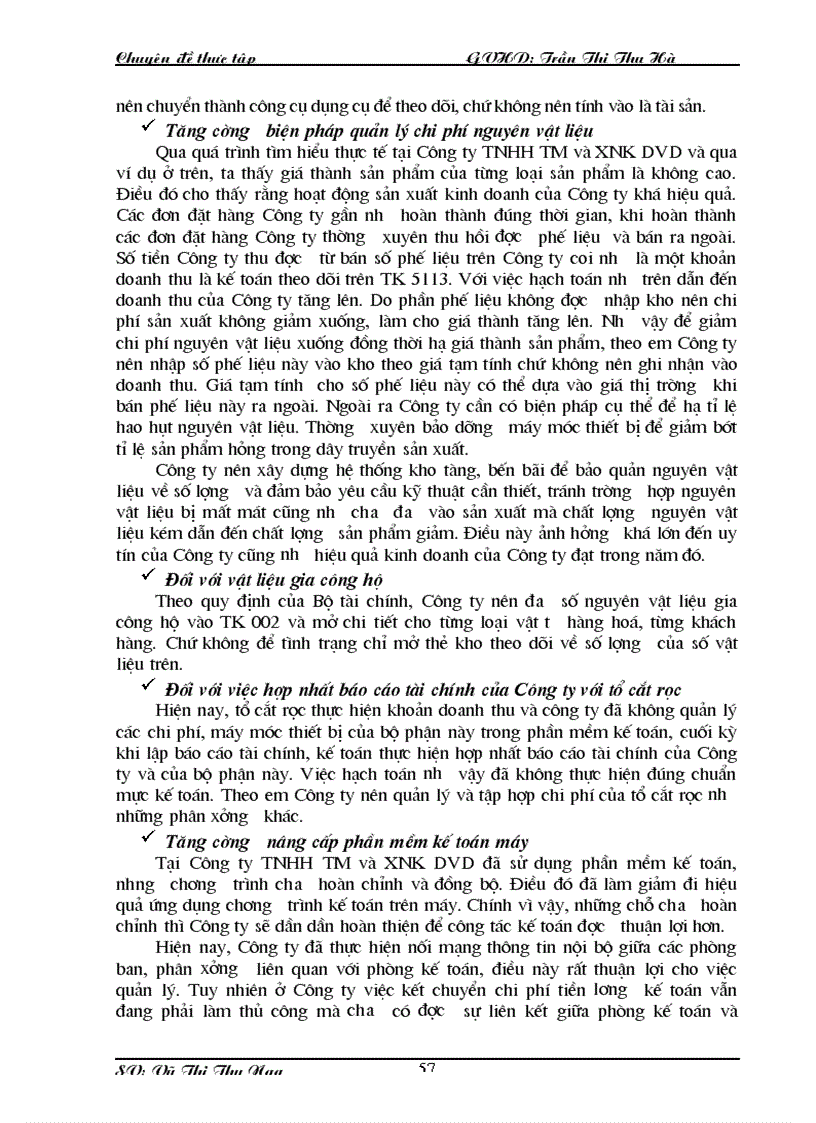 image for page Hoàn thiện Công Tác Kế toán hạch toán chi phí sản xuất và tính giá thành sản phẩm tại Công ty TNHH TM và XNK DVD