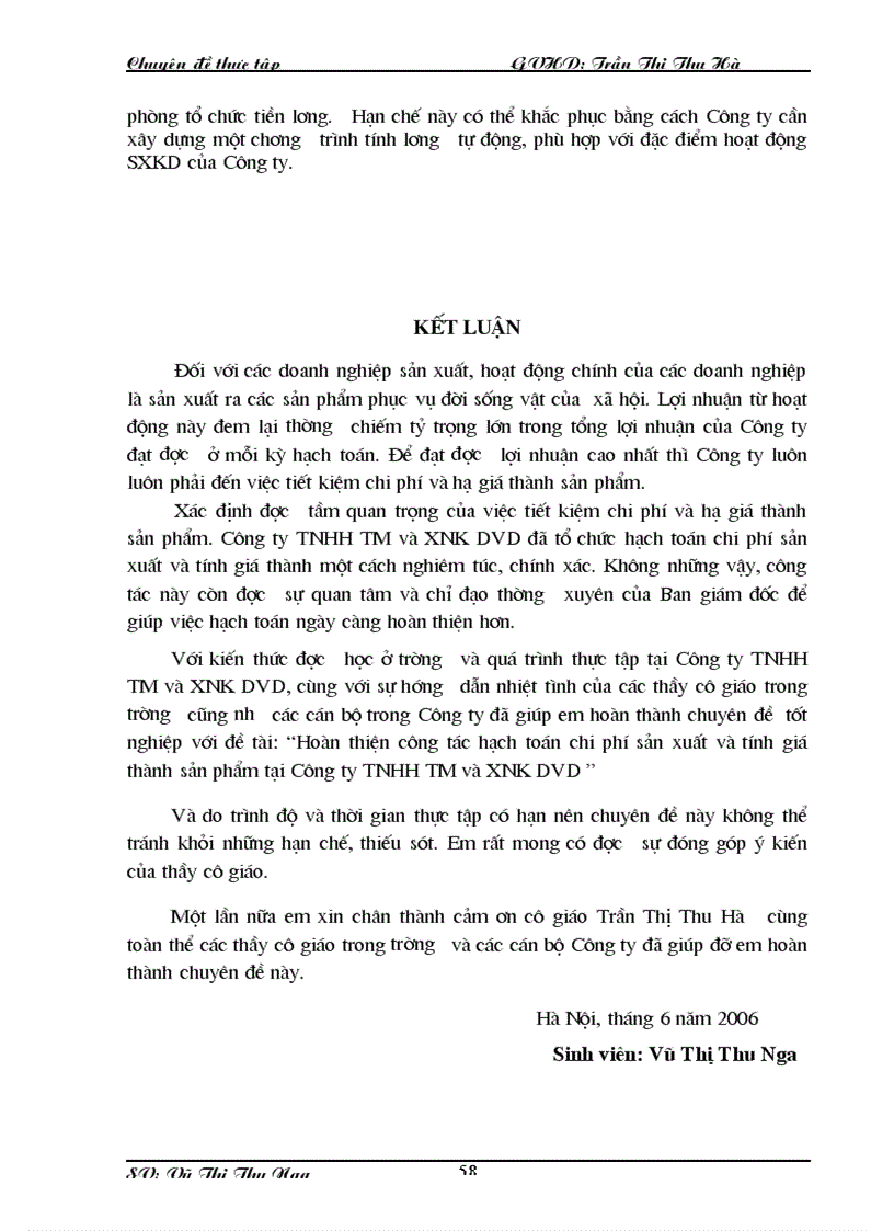 image for page Hoàn thiện Công Tác Kế toán hạch toán chi phí sản xuất và tính giá thành sản phẩm tại Công ty TNHH TM và XNK DVD