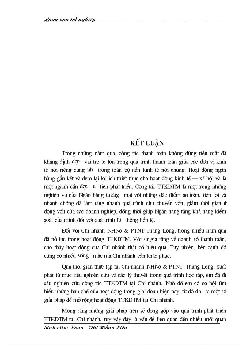 image for page Thực trạng hoạt động thanh toán không dùng tiền mặt tại Chi nhánh NHNo PTNT Thăng Long