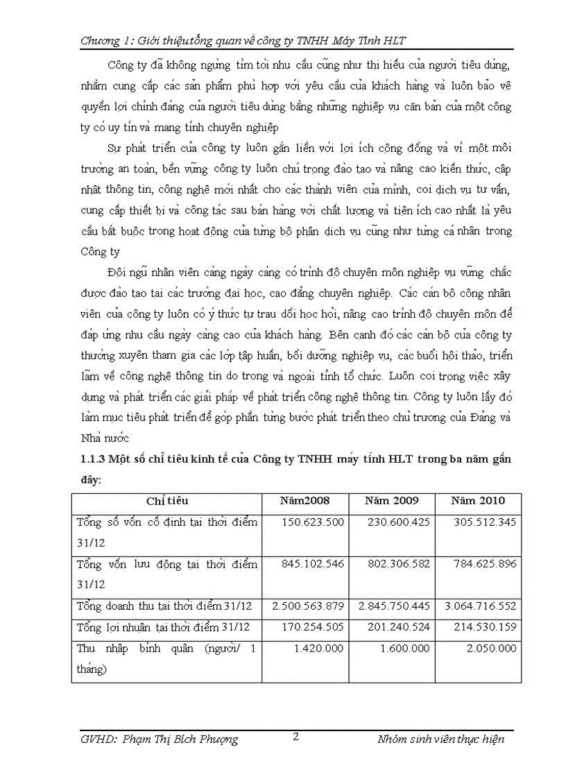 Ba o ca o thư c tâ p giới thiệu tổng quan về công ty TNHH máy tính HTL