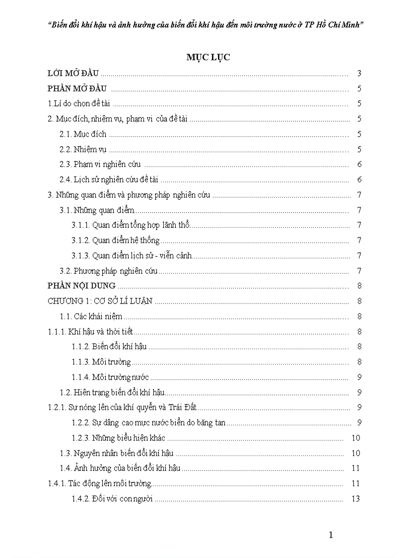 image for page Biến đổi khí hậu và ảnh hưởng của biến đổi khí hậu đến môi trường nước ở TP Hồ Chí Minh