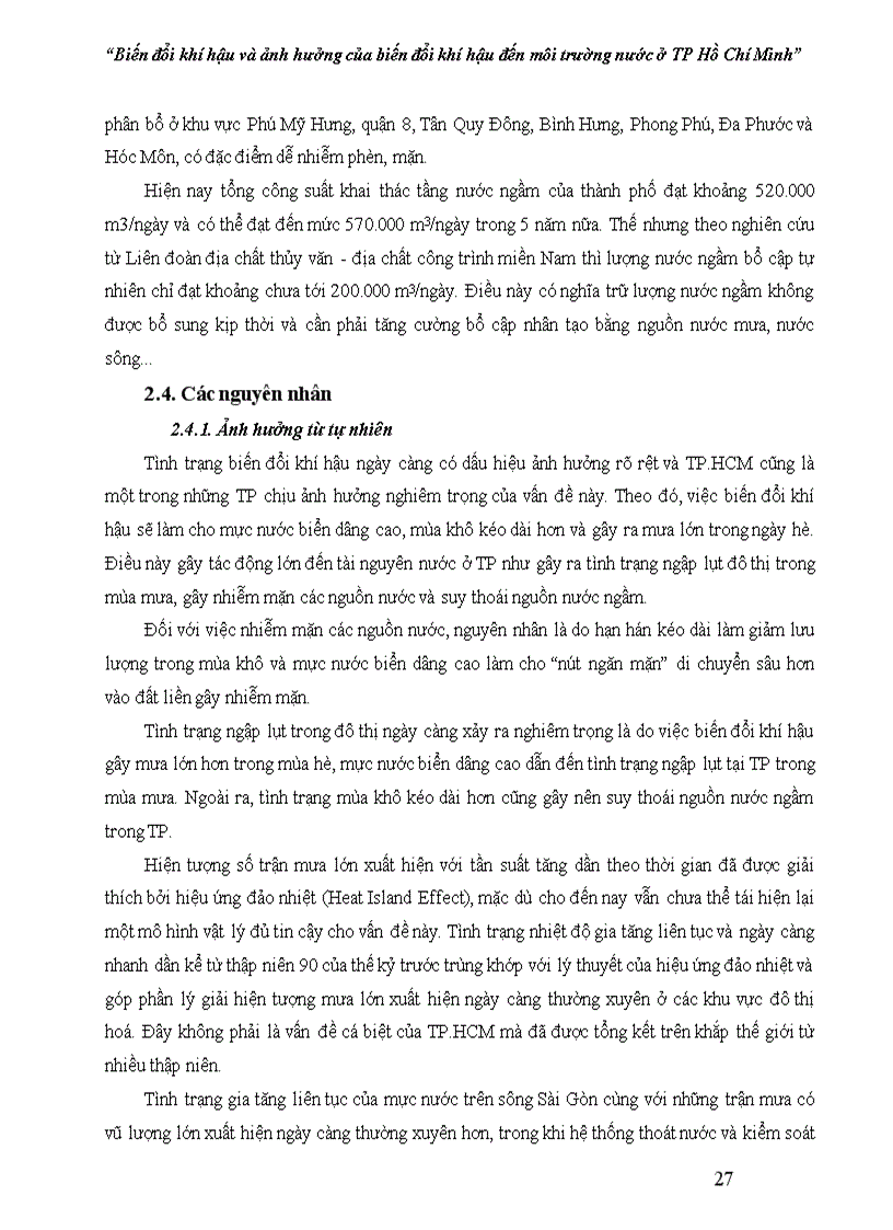 image for page Biến đổi khí hậu và ảnh hưởng của biến đổi khí hậu đến môi trường nước ở TP Hồ Chí Minh