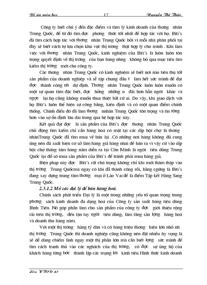 image for page Công ty bitis và Chiến lược thâm nhập thị trường Trung Quốc của