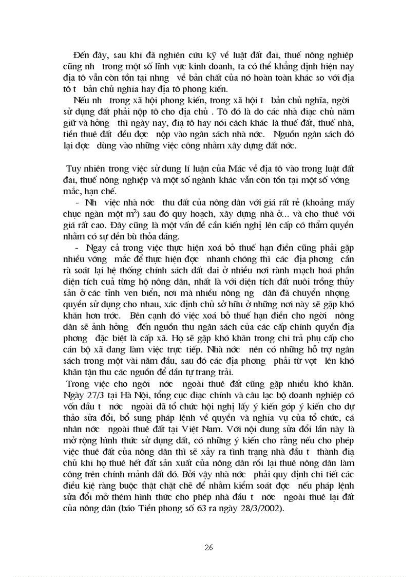 image for page Lí luận về địa tô của Mác trong luật đất đai thuế nông nghiệp và việc thuê đất ở Việt Nam