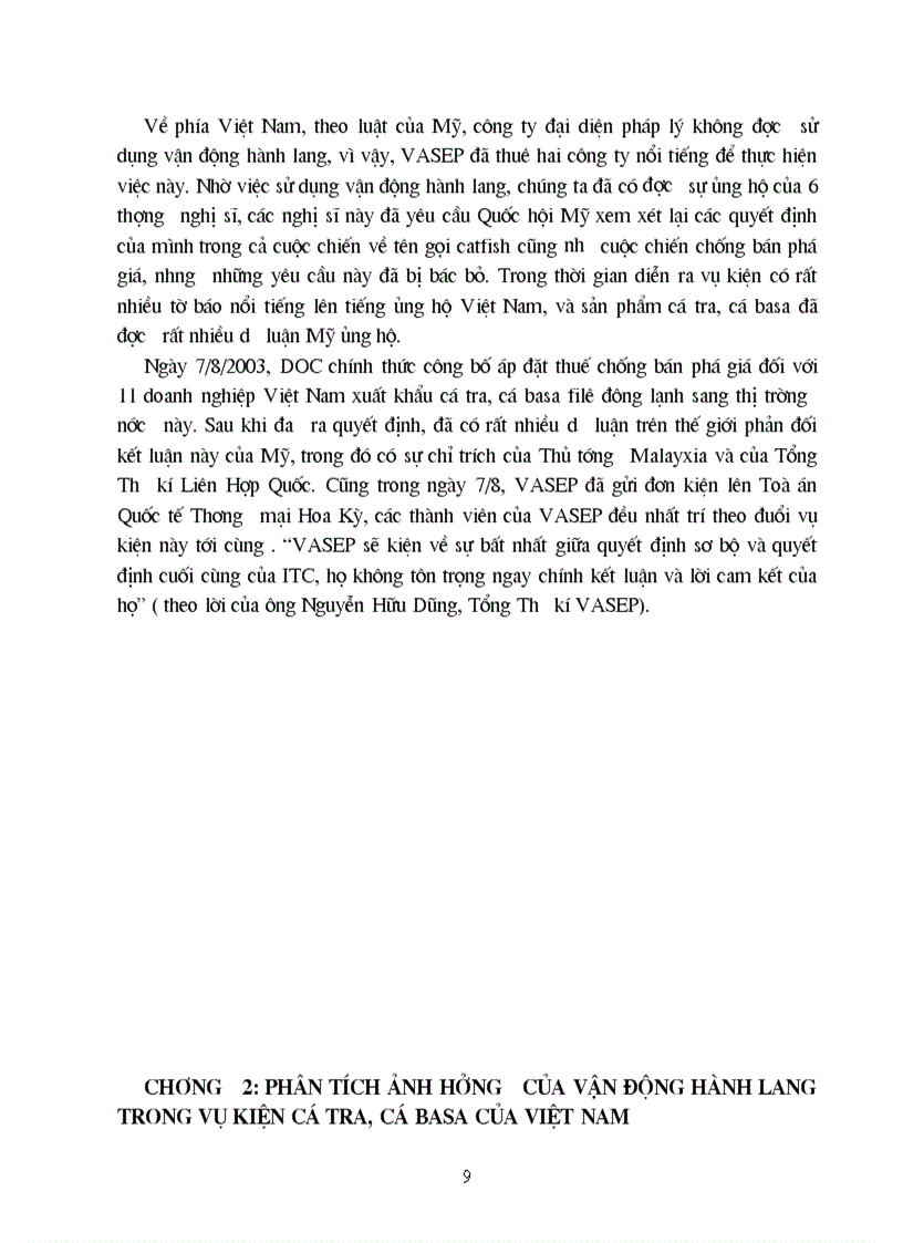 image for page Vận động hành lang trong vụ kiện cá tra cá basa