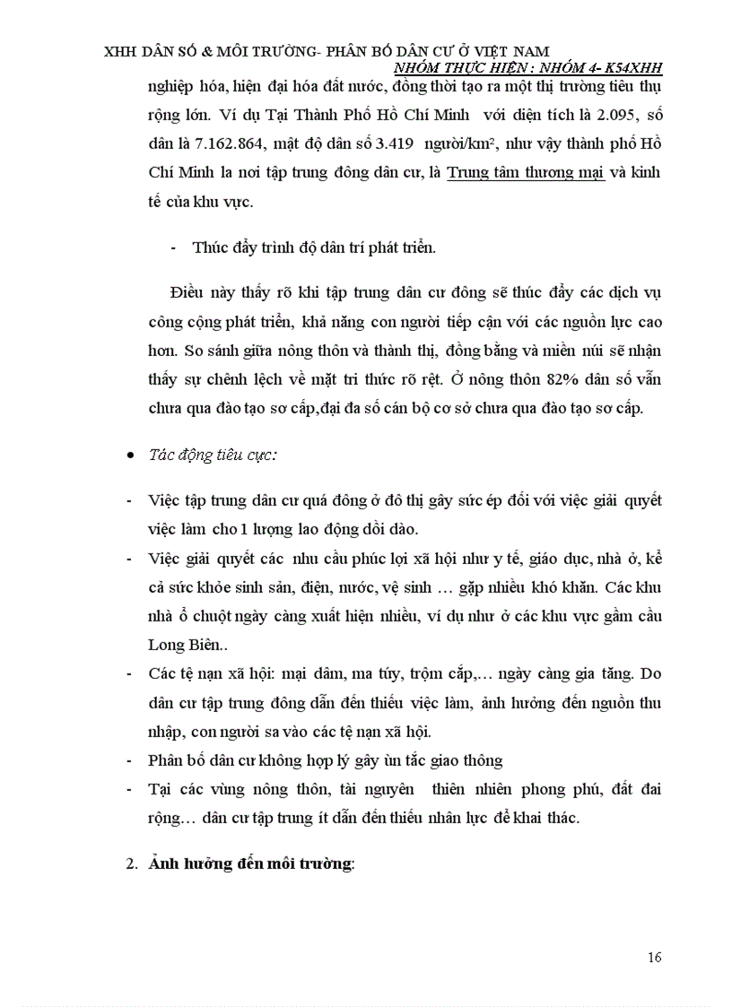 image for page Thực trạng phân bố dân cư ở Việt Nam nhân tố tác động và ảnh hưởng của nó tới sự phát triển kinh tế xã hội ở nước ta
