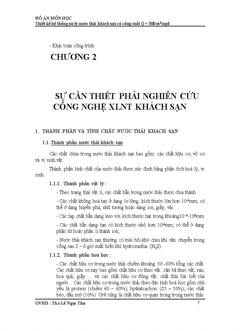 image for page Thiết kế hệ thống xử lý nước thải khách sạn có công suất Q 300 m3ngđ