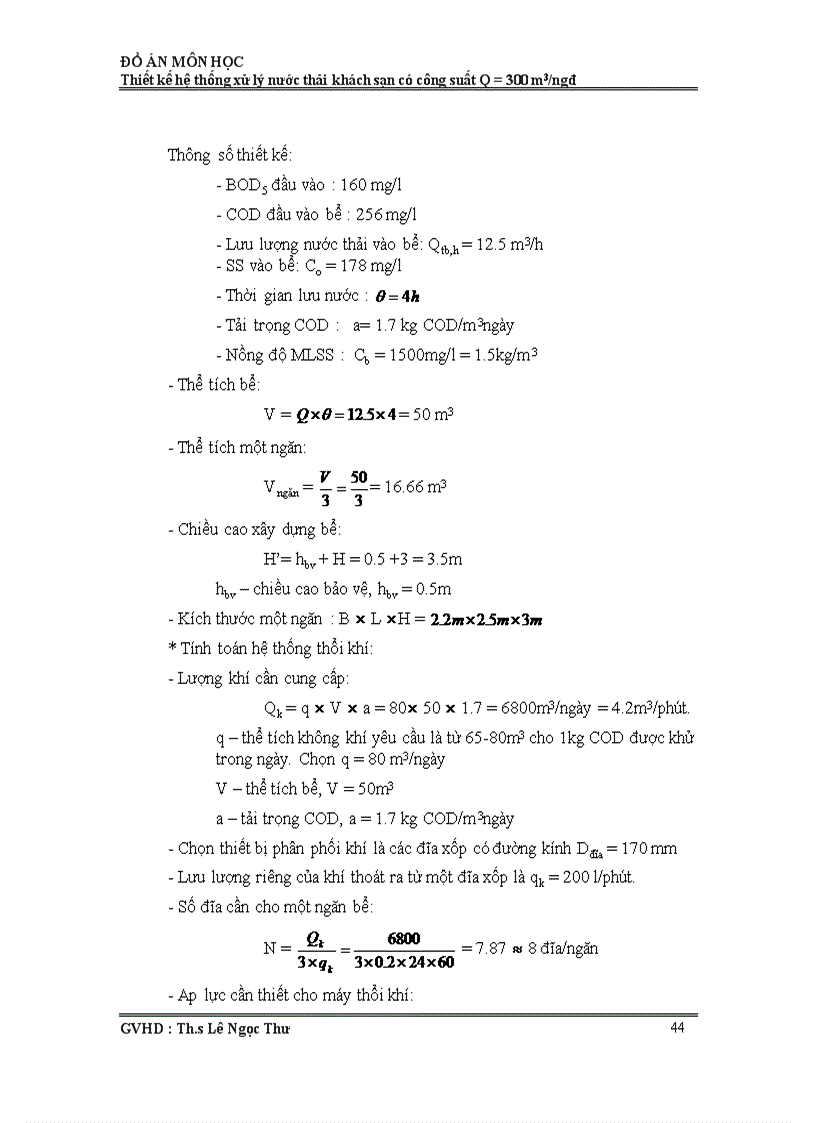 image for page Thiết kế hệ thống xử lý nước thải khách sạn có công suất Q 300 m3ngđ