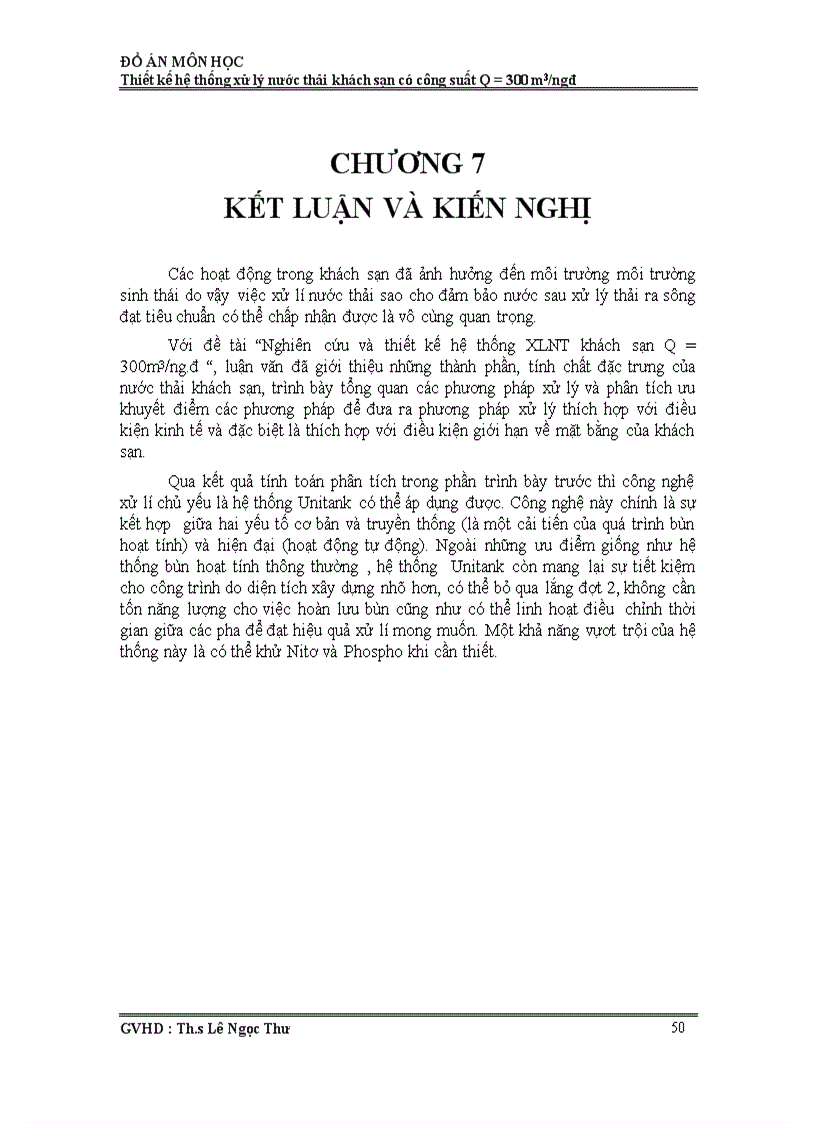 image for page Thiết kế hệ thống xử lý nước thải khách sạn có công suất Q 300 m3ngđ