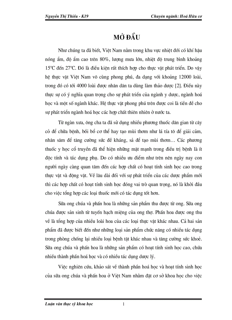 image for page Nghiên cứu thành phần hoá học và hoạt tính sinh học của sữa ong chúa và phấn hoa