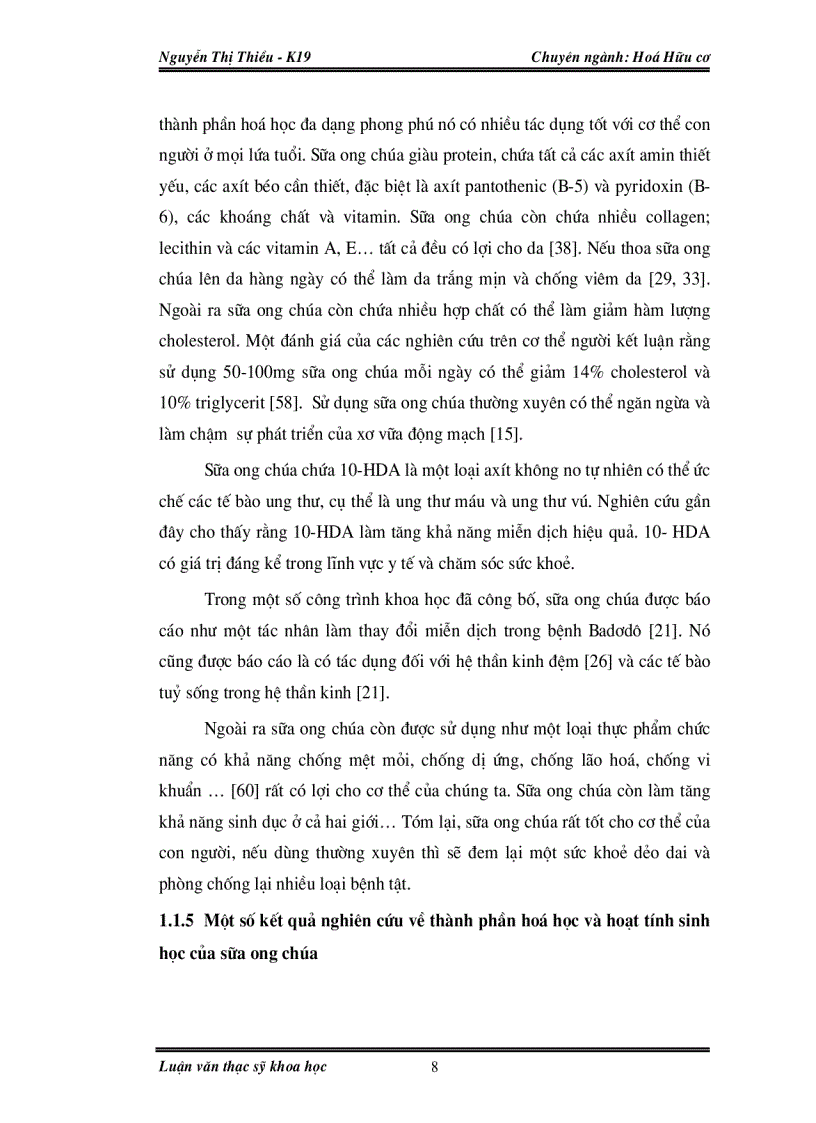 image for page Nghiên cứu thành phần hoá học và hoạt tính sinh học của sữa ong chúa và phấn hoa