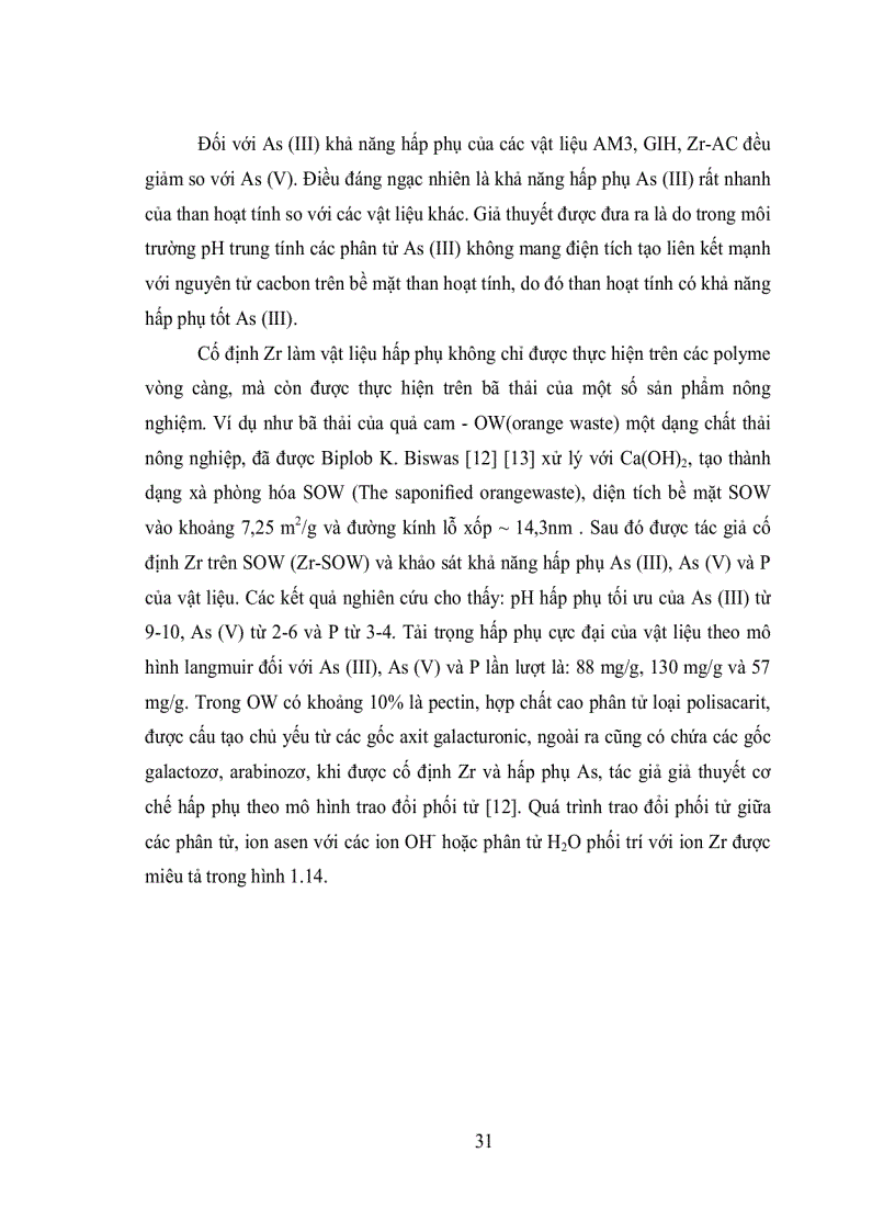 image for page Nghiên cứu xử lý các hợp chất asen và photphat trong nguồn nước ô nhiễm với than hoạt tính cố định Zr IV