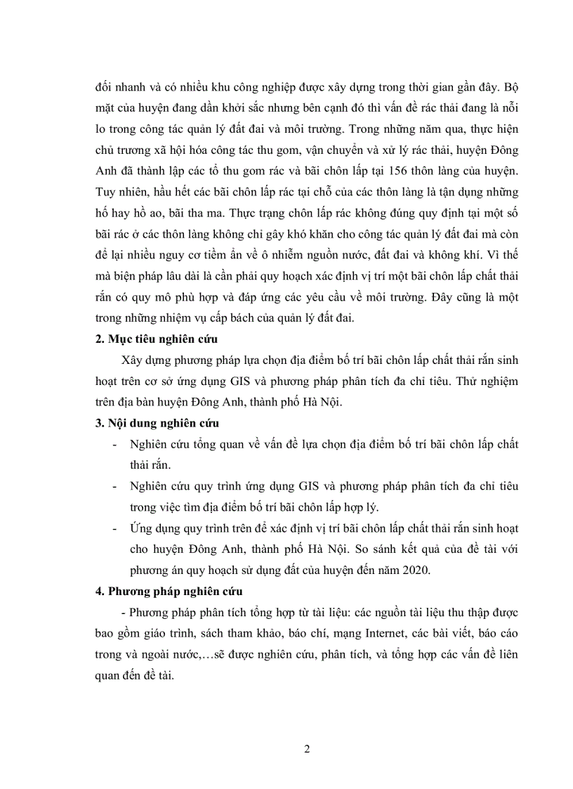 image for page Ứng dụng GIS và phương pháp phân tích đa chỉ tiêu lựa chọn địa điểm bố trí bãi chôn lấp chất thải rắn sinh hoạt phục vụ quy hoạch sử dụng đất