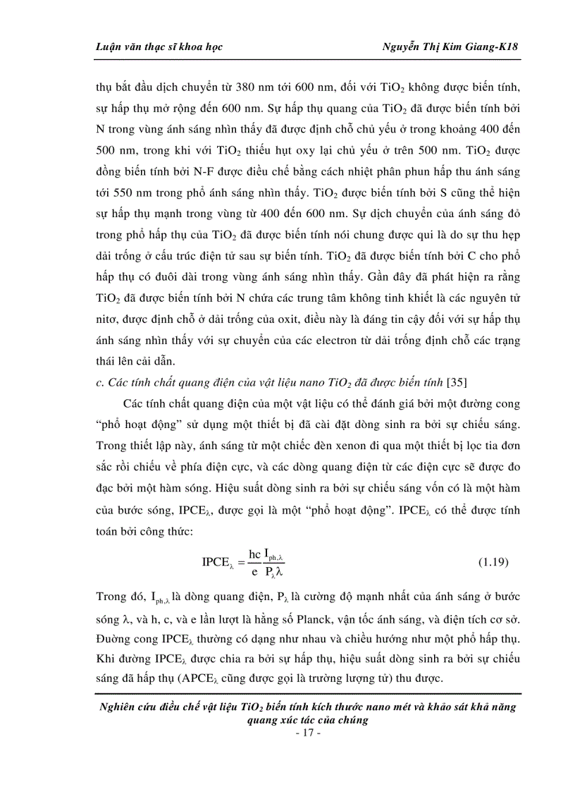 image for page Nghiên cứu điều chế vật liệu TiO2 biến tính kích thước nano mét và khảo sát khả năng quang xúc tác của chúng