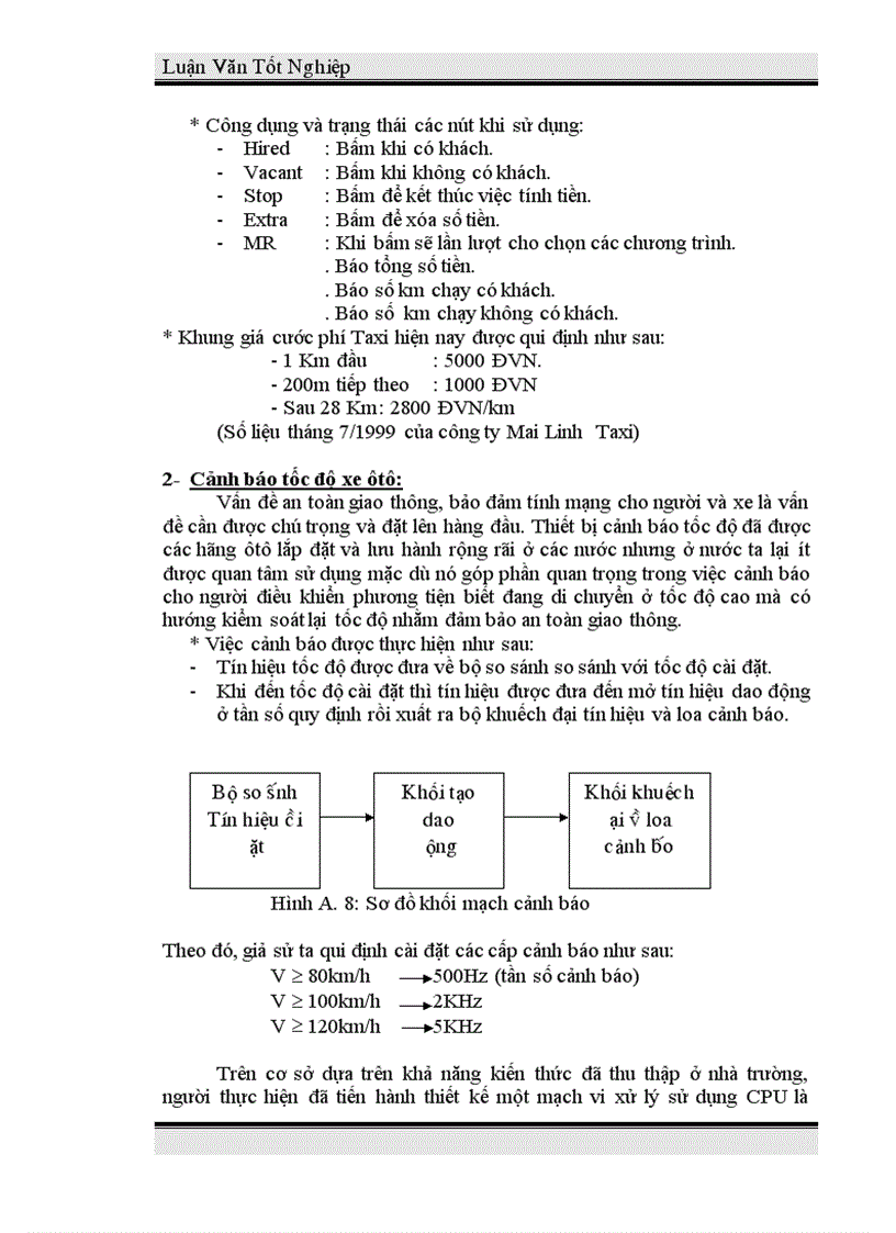 image for page Thiết kế và thi công mạch cảnh báo tốc độ và tính cước xe taxi