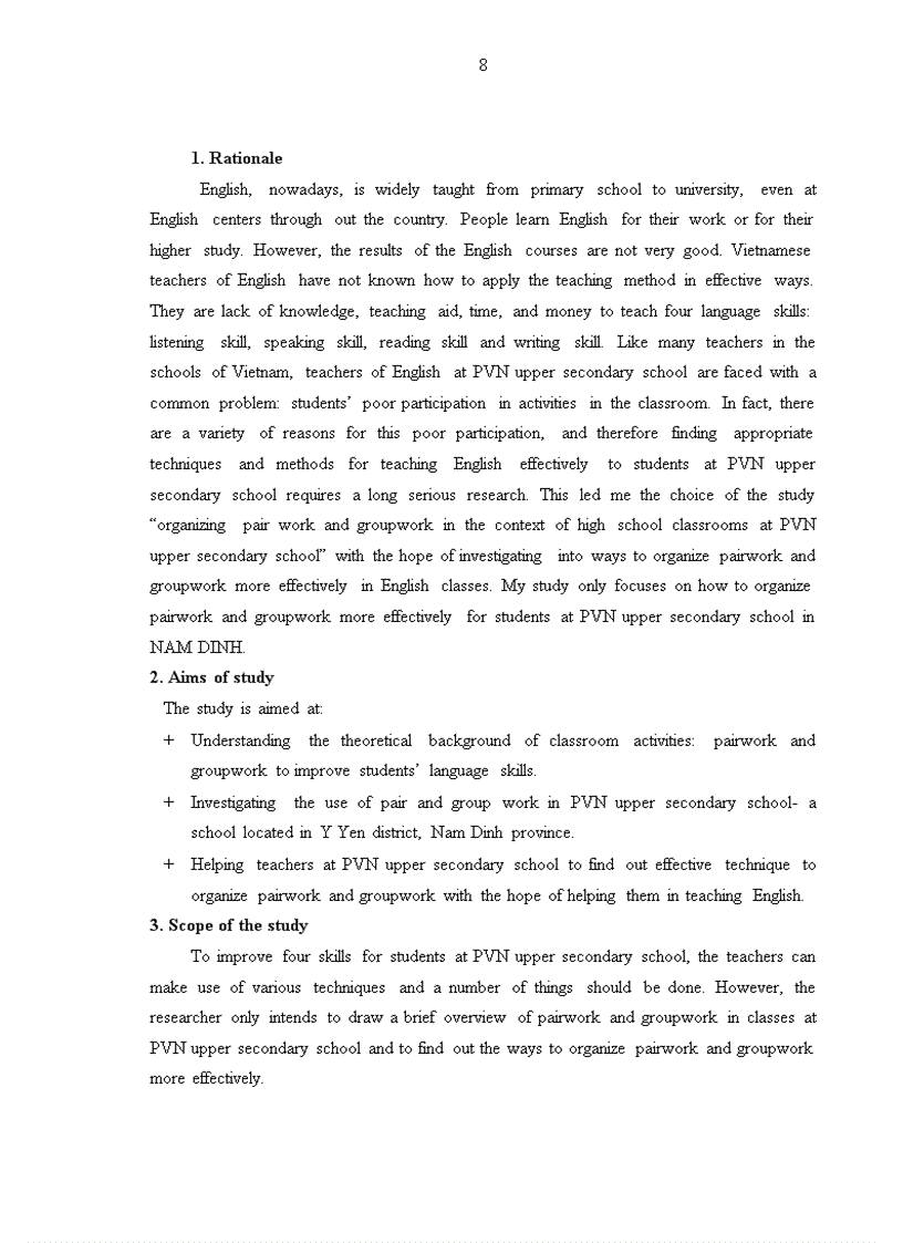 image for page Organizing pairwork and groupwork in the context of high school classrooms at pham van nghi upper secondary school nam dinh province A case study