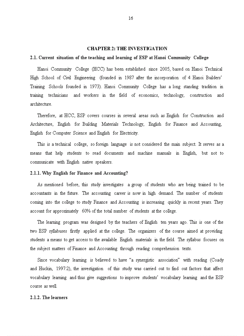 image for page Factors affecting esp vocabulary learning At Hanoi community college