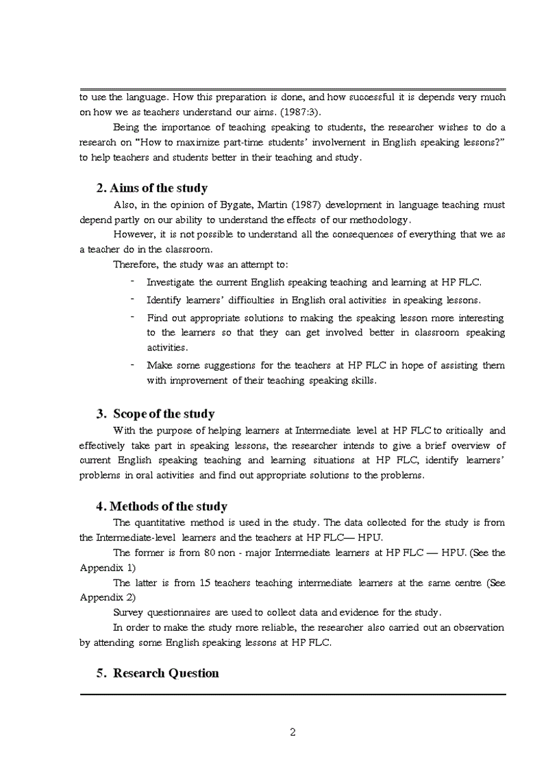 image for page How to maximize part time students involvement in English speaking lessons at Hai Phong Foreign Languages Centre