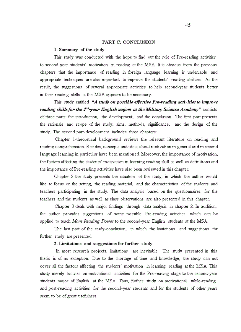 image for page Astudy on possible effective pre reading activities to improve reading skills for 2nd year english majors at the military science academy