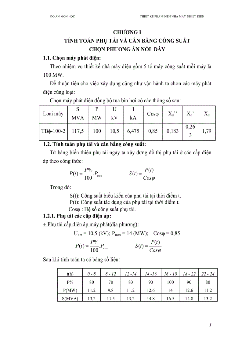 image for page Thiết kế nhà máy điện gồm 5 tổ máy công suất mỗi máy là 100 MW