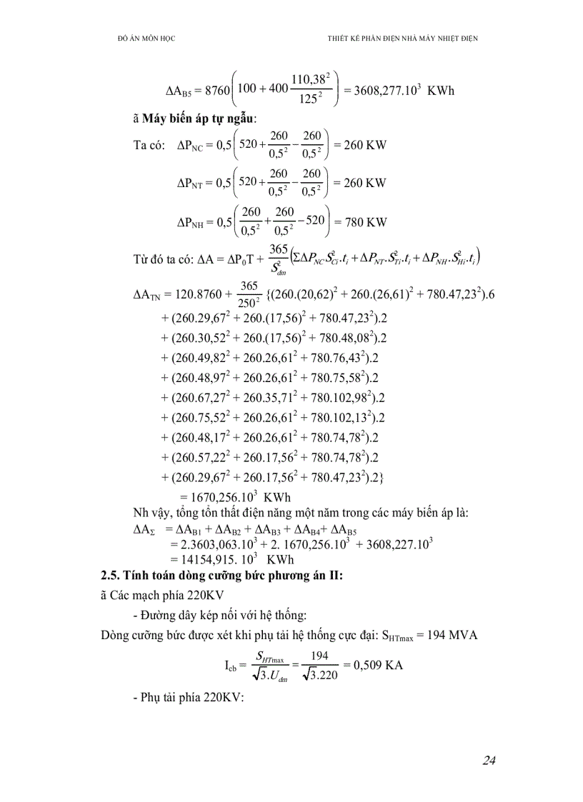 image for page Thiết kế nhà máy điện gồm 5 tổ máy công suất mỗi máy là 100 MW