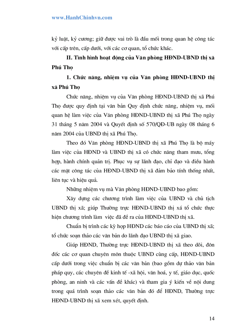 image for page Tình hình hoạt động của Văn phòng HĐND UBND thị xã Phú Thọ