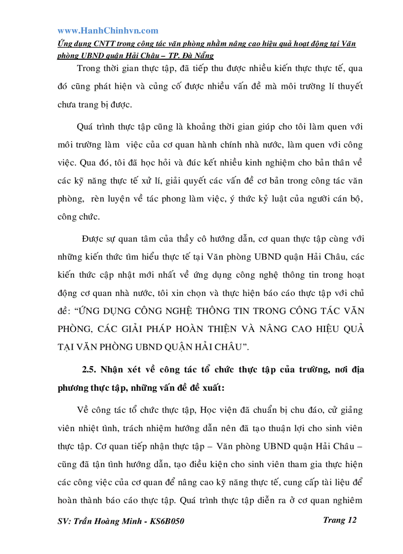 image for page Ứng dụng CNTT trong công tác văn phòng nhằm nâng cao hiệu quả hoạt động tại Văn phòng UBND quận Hải Châu TP Đà Nẵng