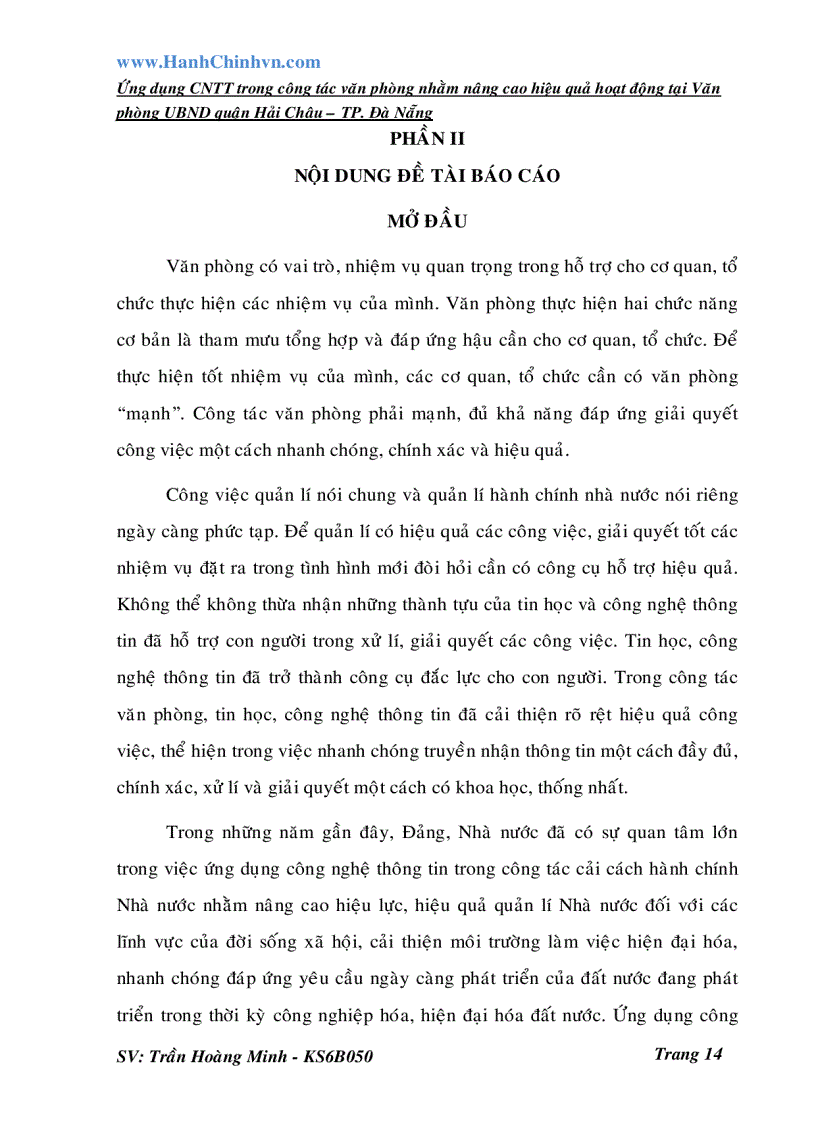 image for page Ứng dụng CNTT trong công tác văn phòng nhằm nâng cao hiệu quả hoạt động tại Văn phòng UBND quận Hải Châu TP Đà Nẵng