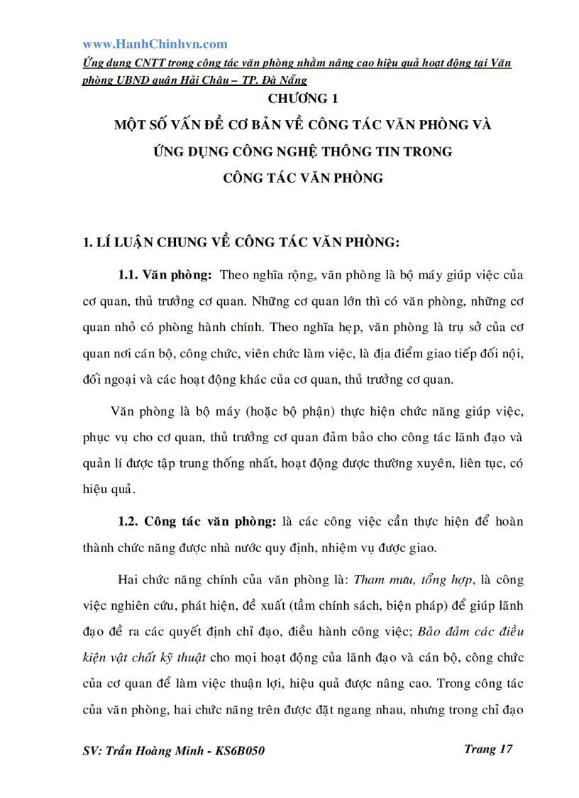 image for page Ứng dụng CNTT trong công tác văn phòng nhằm nâng cao hiệu quả hoạt động tại Văn phòng UBND quận Hải Châu TP Đà Nẵng