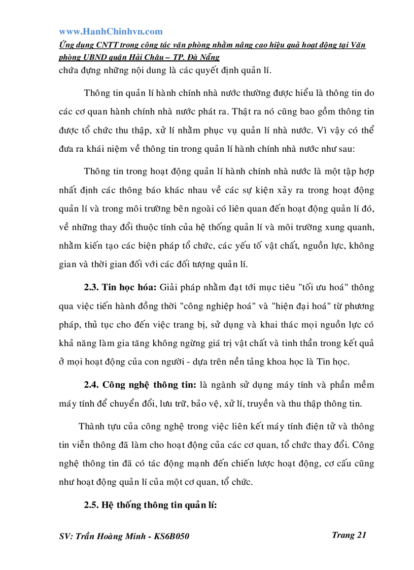 image for page Ứng dụng CNTT trong công tác văn phòng nhằm nâng cao hiệu quả hoạt động tại Văn phòng UBND quận Hải Châu TP Đà Nẵng