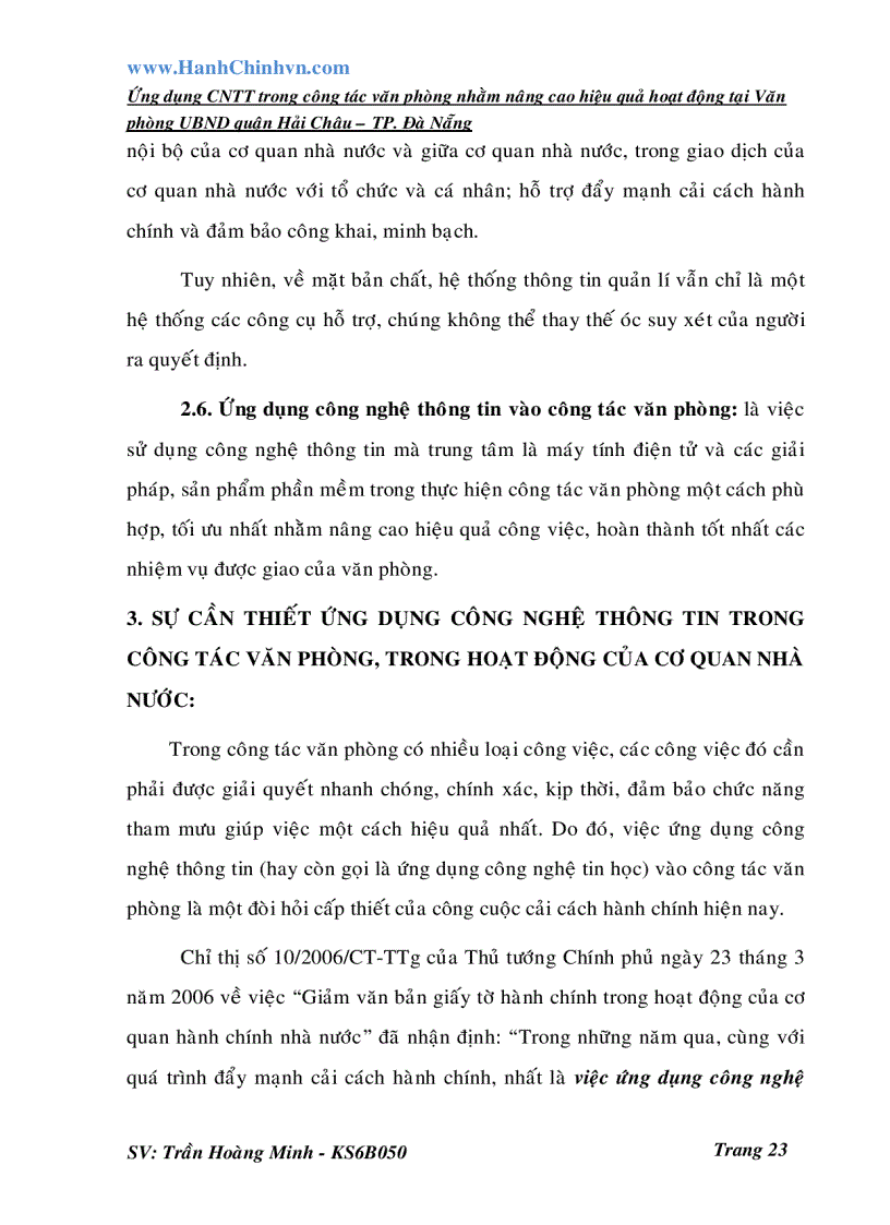 image for page Ứng dụng CNTT trong công tác văn phòng nhằm nâng cao hiệu quả hoạt động tại Văn phòng UBND quận Hải Châu TP Đà Nẵng