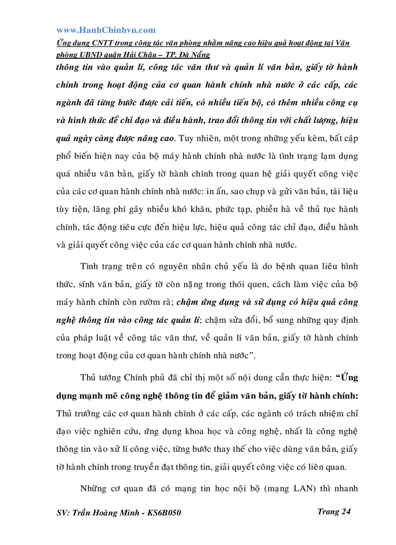image for page Ứng dụng CNTT trong công tác văn phòng nhằm nâng cao hiệu quả hoạt động tại Văn phòng UBND quận Hải Châu TP Đà Nẵng