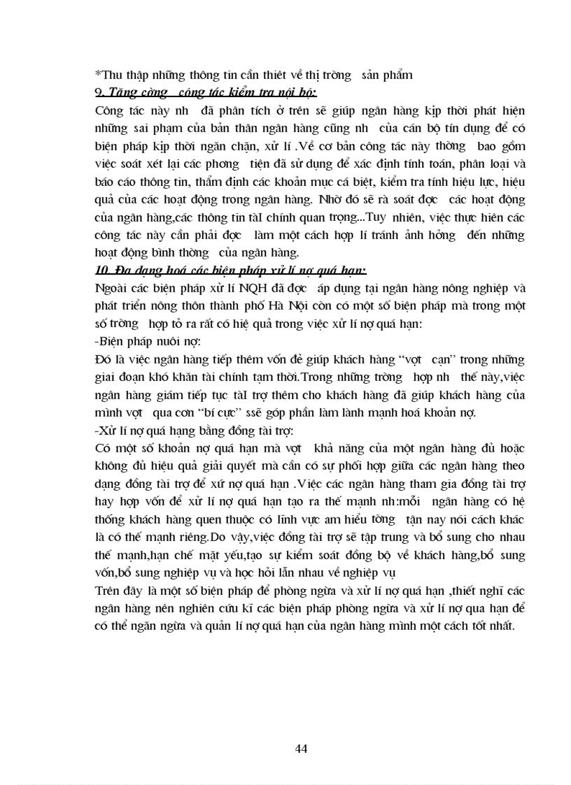 image for page Ngăn ngừa và xử lí nợ quá hạn tại Ngân hàng Nông Nghiệp và Phát Triển Nông Thôn Hà Nội