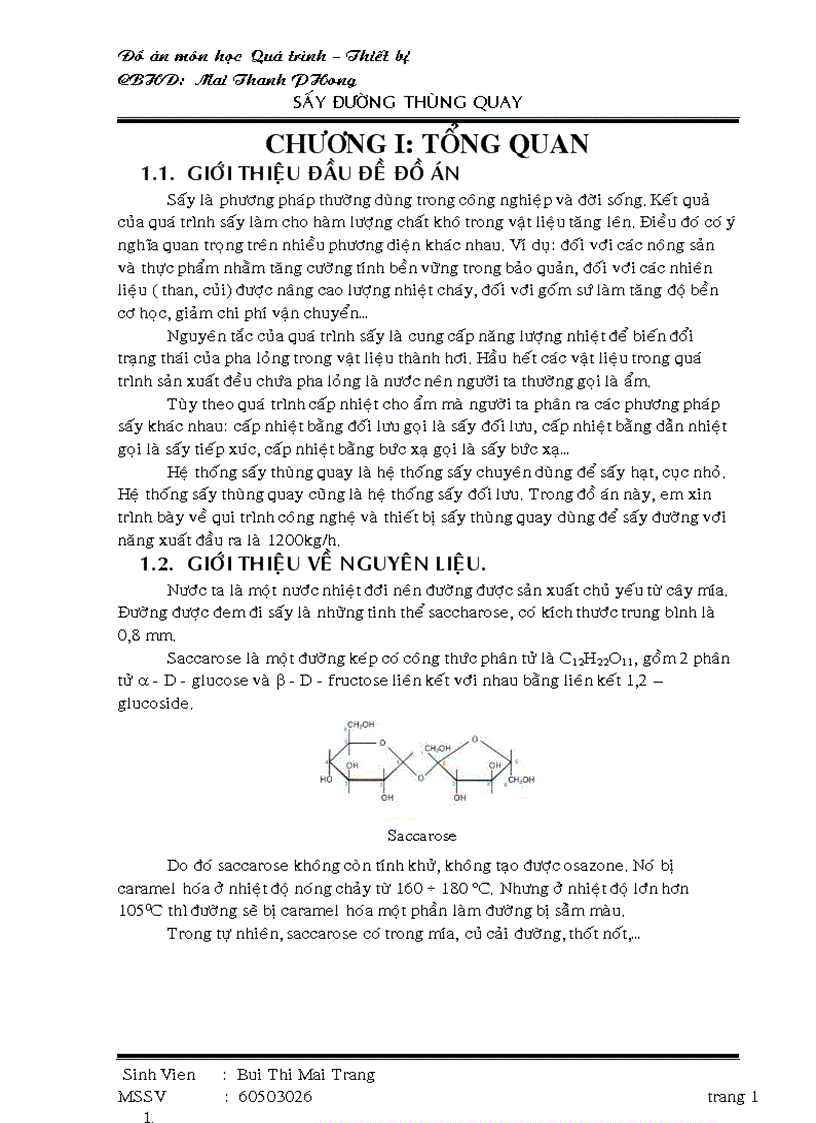 image for page Qui trình công nghệ và thiết bị sấy thùng quay dùng để sấy đường với năng xuất đầu ra là 1200kg h