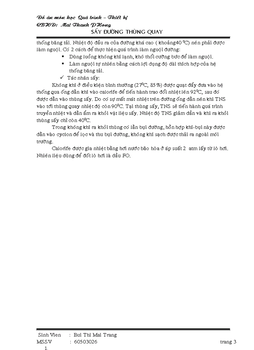 image for page Qui trình công nghệ và thiết bị sấy thùng quay dùng để sấy đường với năng xuất đầu ra là 1200kg h