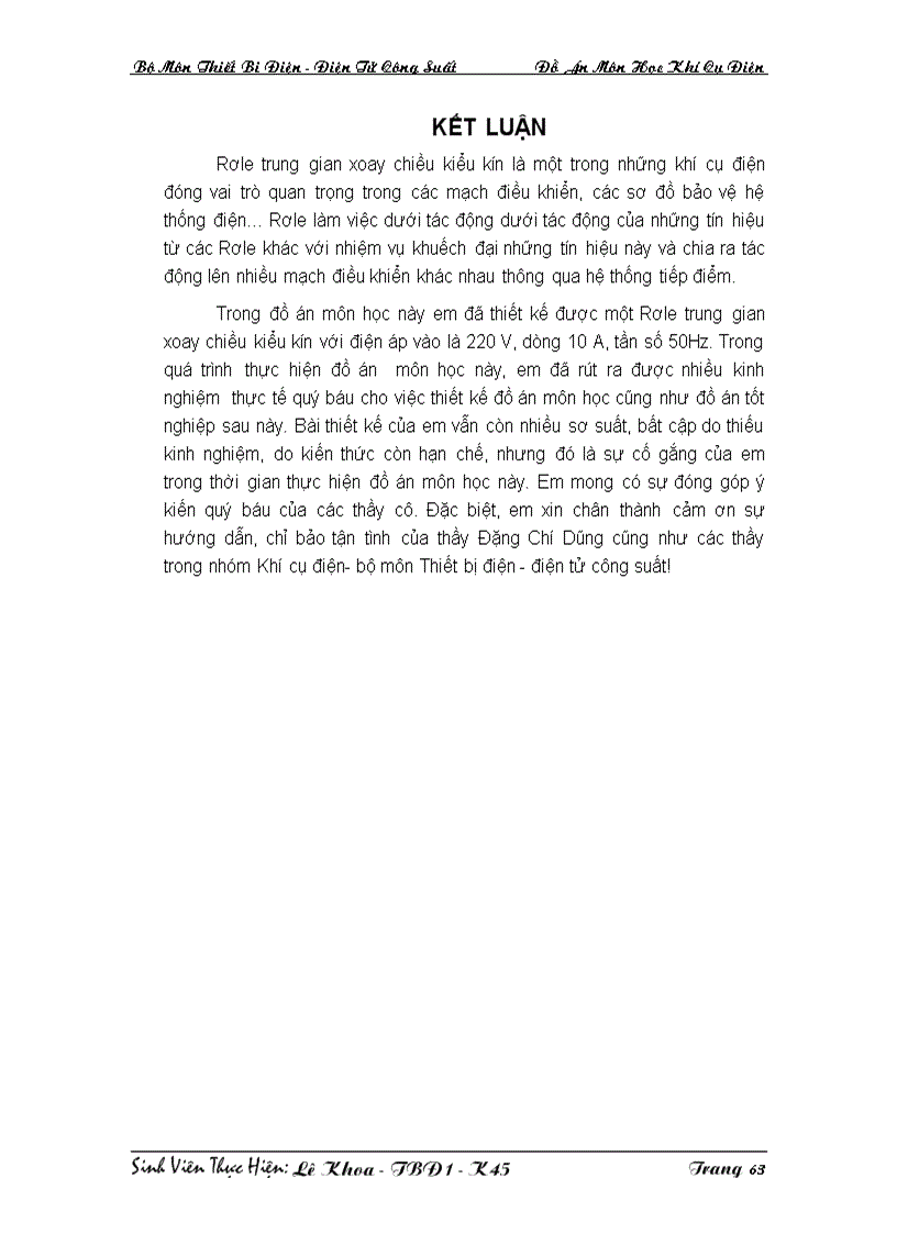 image for page Thiết kế Rơle trung gian kiểu kín xoay chiều