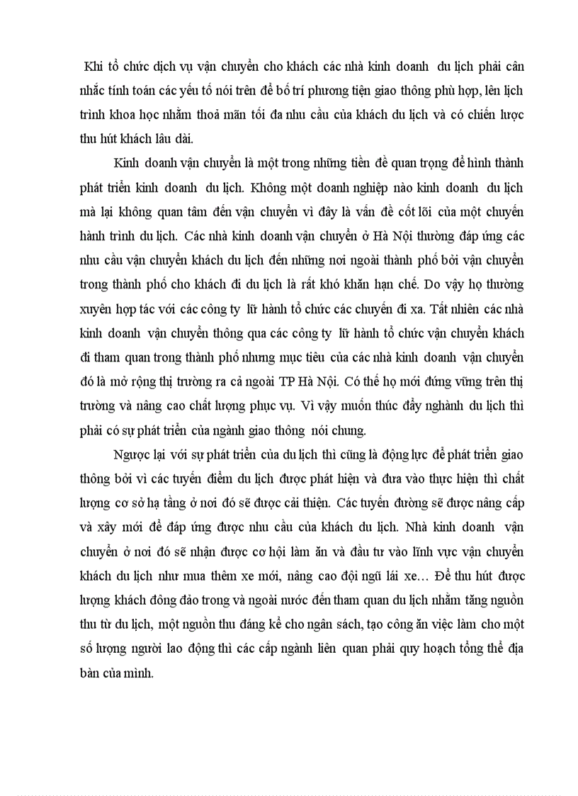 image for page Mối quan hệ giữa kinh doanh du lịch và kinh doanh dịch vụ vận tải ở Hà Nội