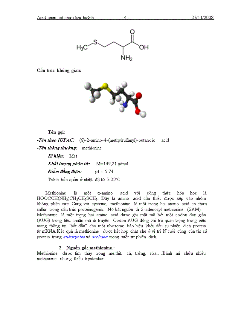 Tìm hiểu về các acid amin có chứa lưu huỳnh