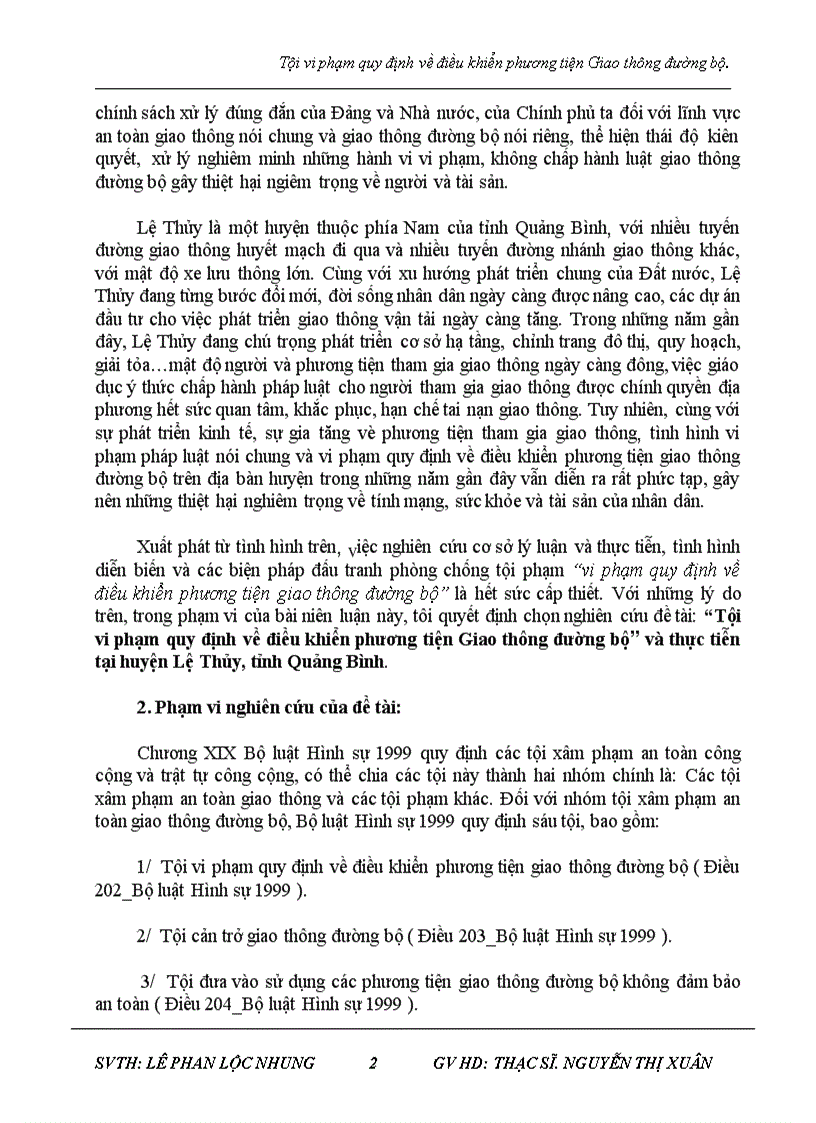 image for page Tội vi phạm quy định về điều khiển phương tiện Giao thông đường bộ và thực tiễn tại huyện Lệ Thủy tỉnh Quảng Bình