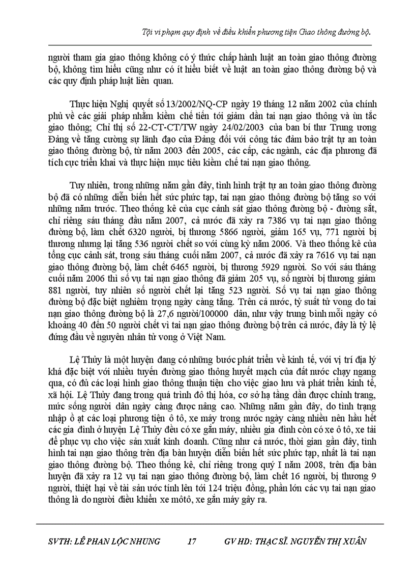 image for page Tội vi phạm quy định về điều khiển phương tiện Giao thông đường bộ và thực tiễn tại huyện Lệ Thủy tỉnh Quảng Bình